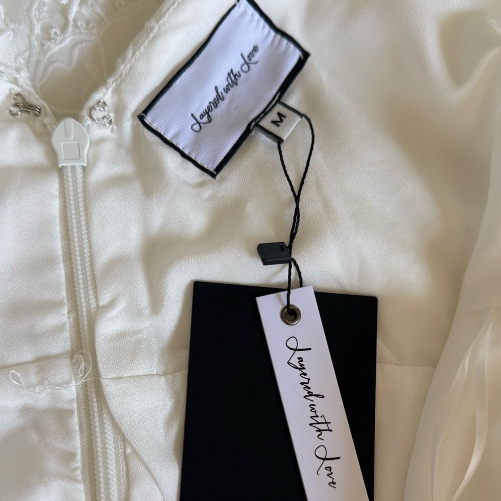 Layered With Love White, Sleeveless Tie Shoulder Scallop Mini Dress Size XS , M - Picture 5 of 9